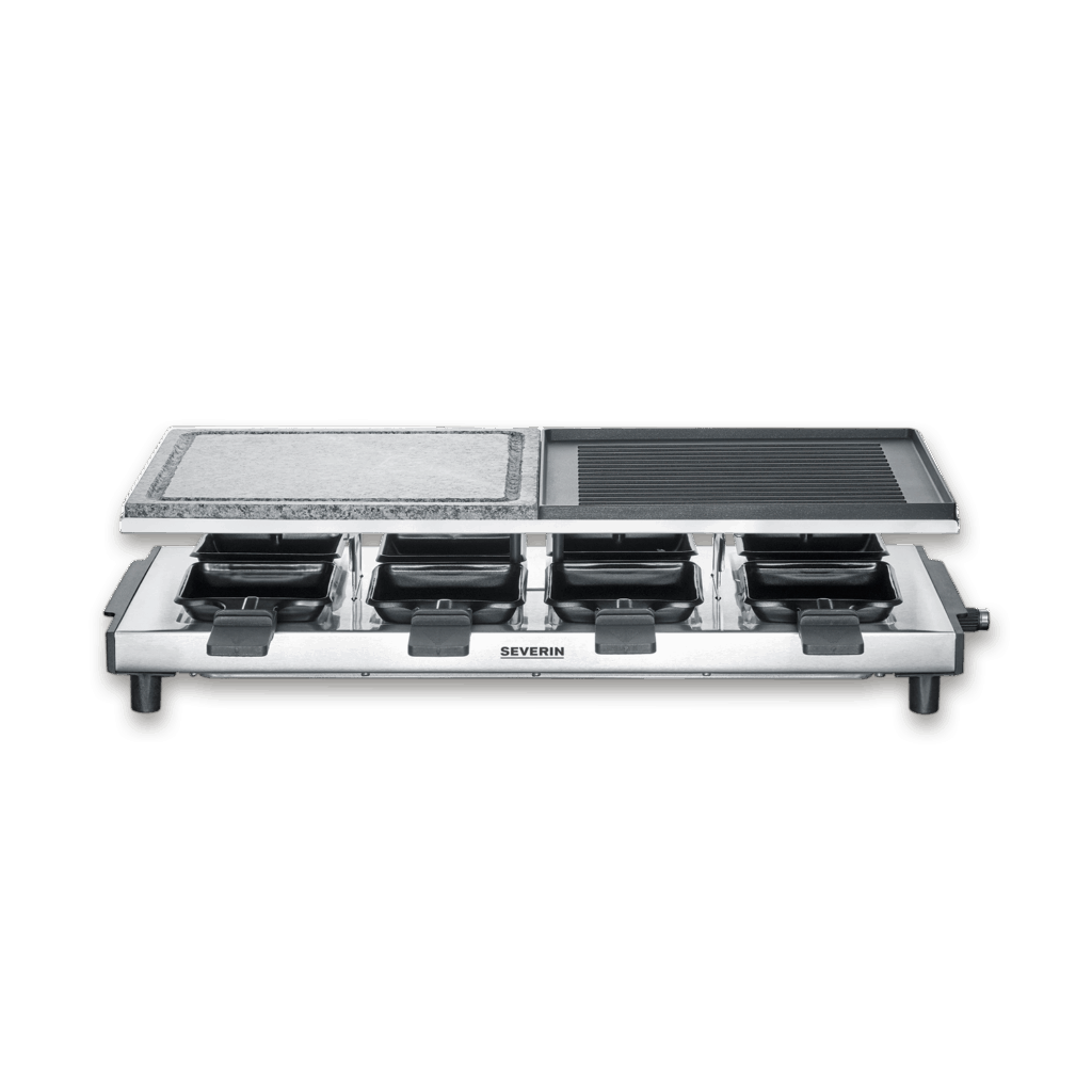 severin-raclette-und-fondue-rg-2373-raclette-mit-naturgrillstein-und-grill-platte