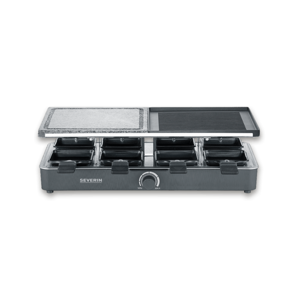 severin-raclette-und-fondue-rg-2376-raclette-mit-naturgrillstein-und-grillplatte