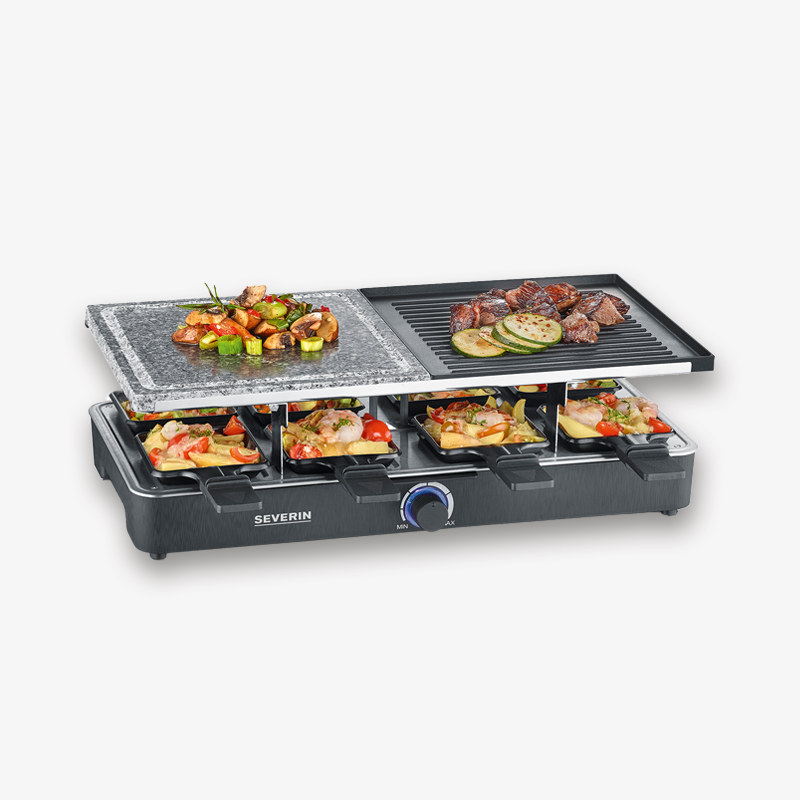 severin-raclette-und-fondue-rg-2376-raclette-mit-naturgrillstein-und-grillplatte-2